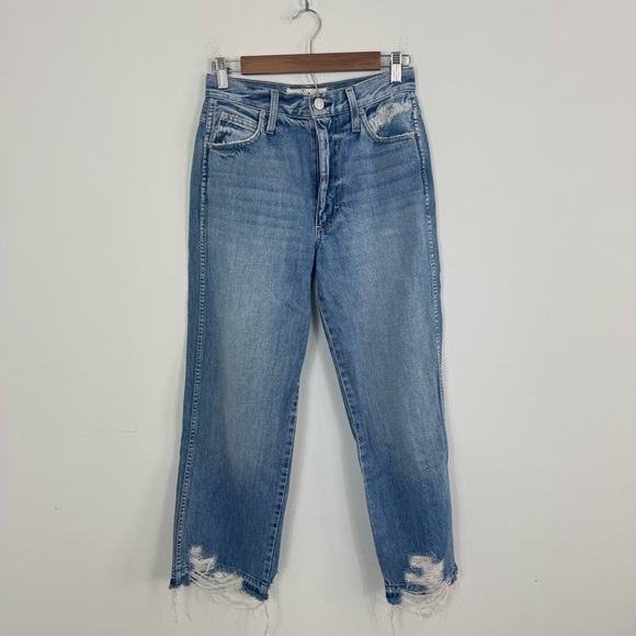 AMO Sophie High-Rise Crop Jeans Runaway Destroy Wash Distressed Size 26 - Picture 6 of 16